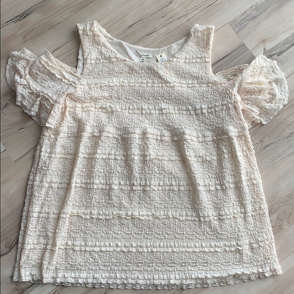 Max Studio Tops - Max Studio Cream Lace Cold Shoulder Top Size Large